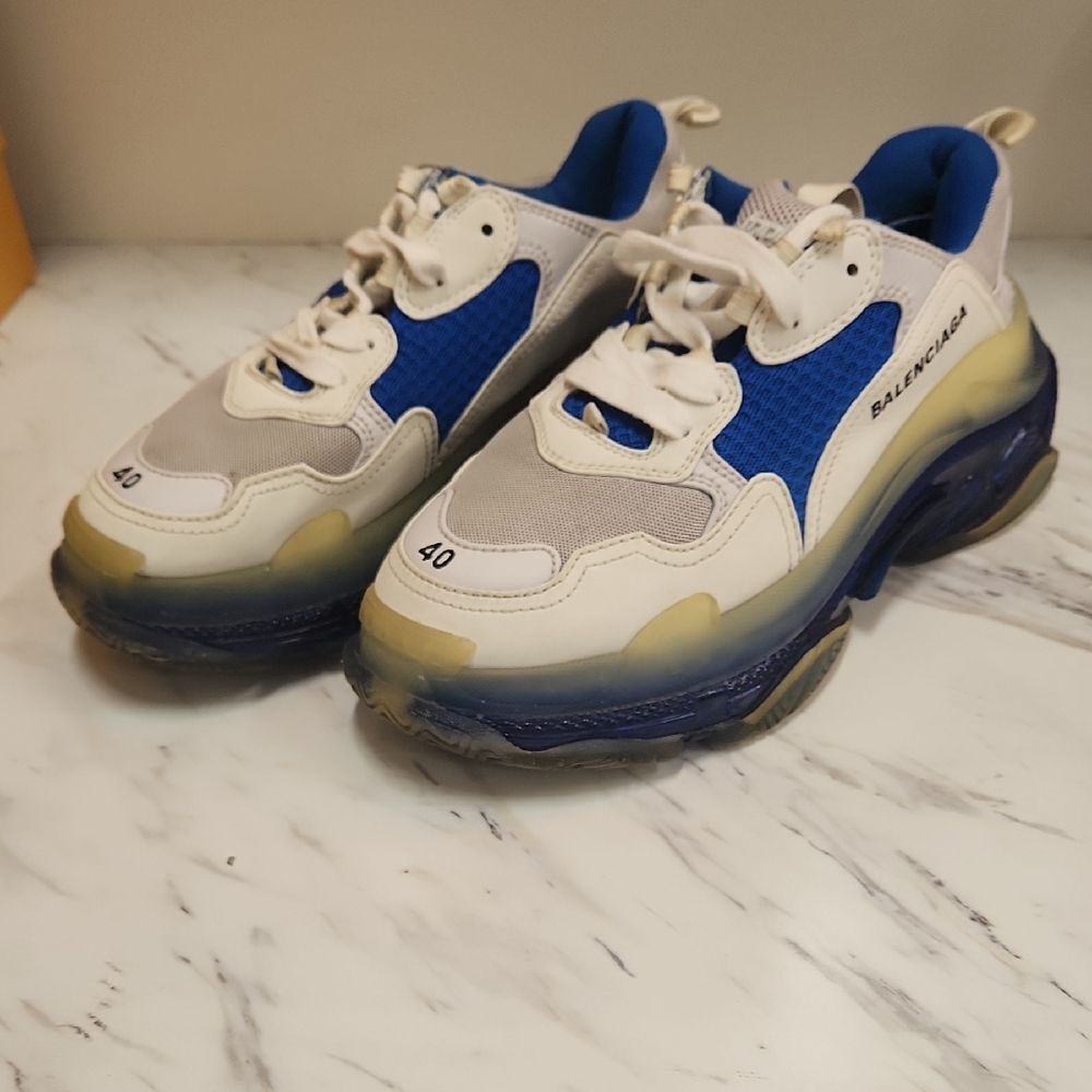 Balenciaga Sneakers in Blue and Cream